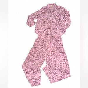 Victoria's Secret Pink Script Logo Pajama Set - Light Pink with Black Print